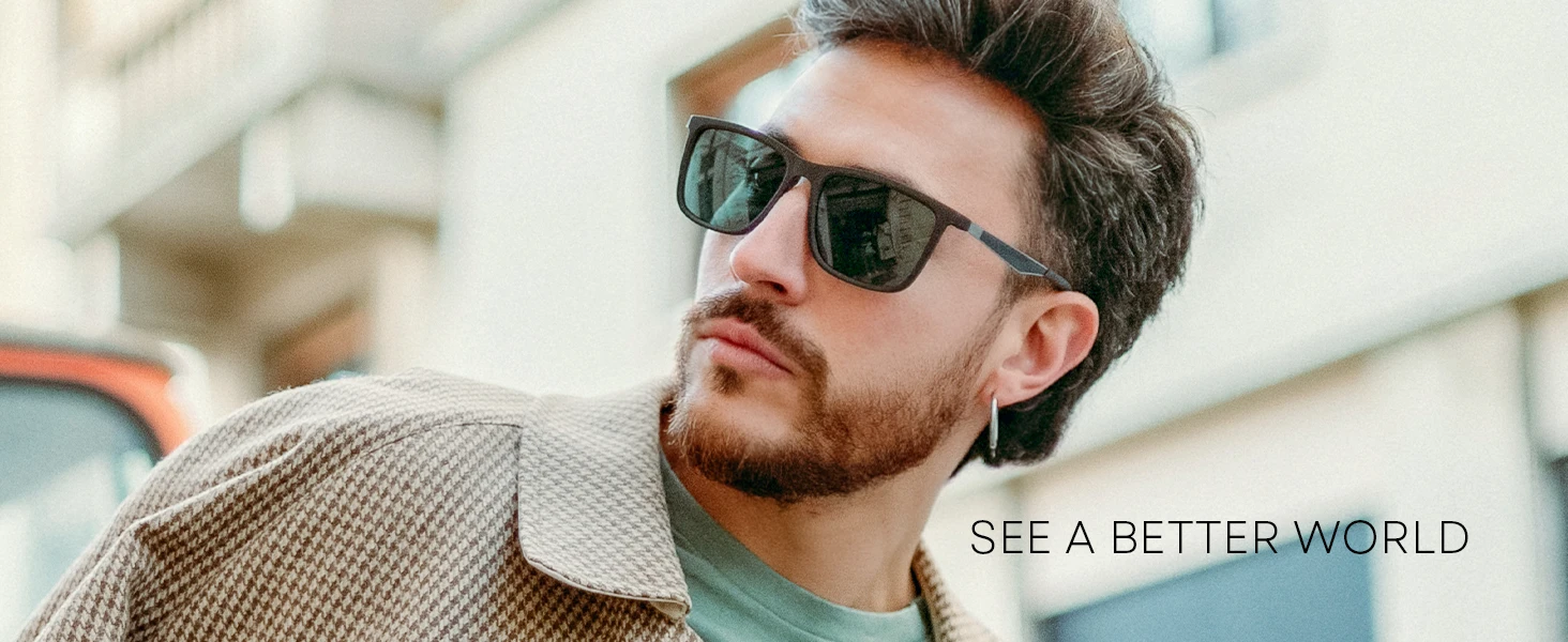 ZENOTTIC Polarisierte Sonnenbrille für Herren, rechteckig, ultraleichter Kohlefaserrahmen, UV400-Schutz, klassische Sonnenbrille – Detail 1