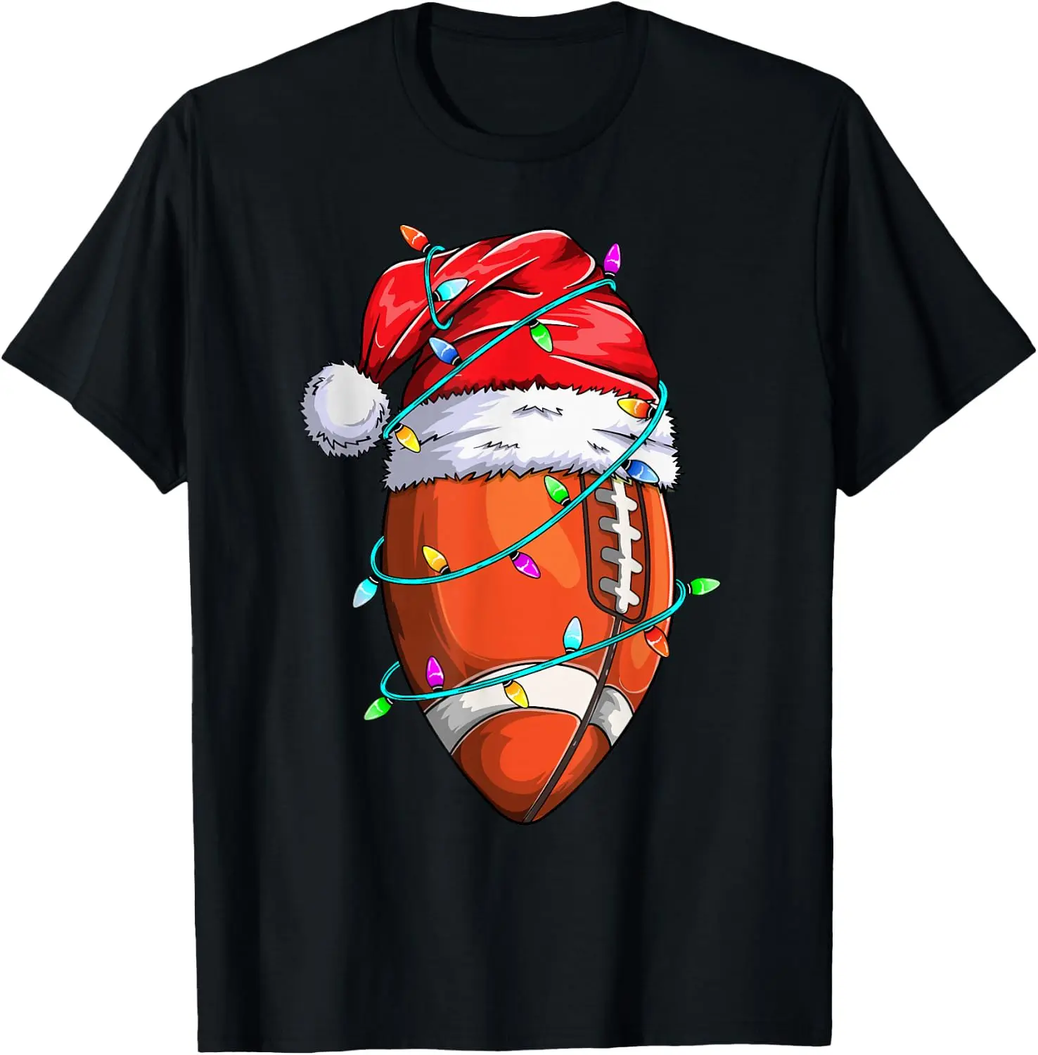 Santa Sports Design For Men Boys Christmas Football Player T-Shirt Halloween Cotton Short-Sleeve Tee: Fun, Stylish, Breathable, and Casual