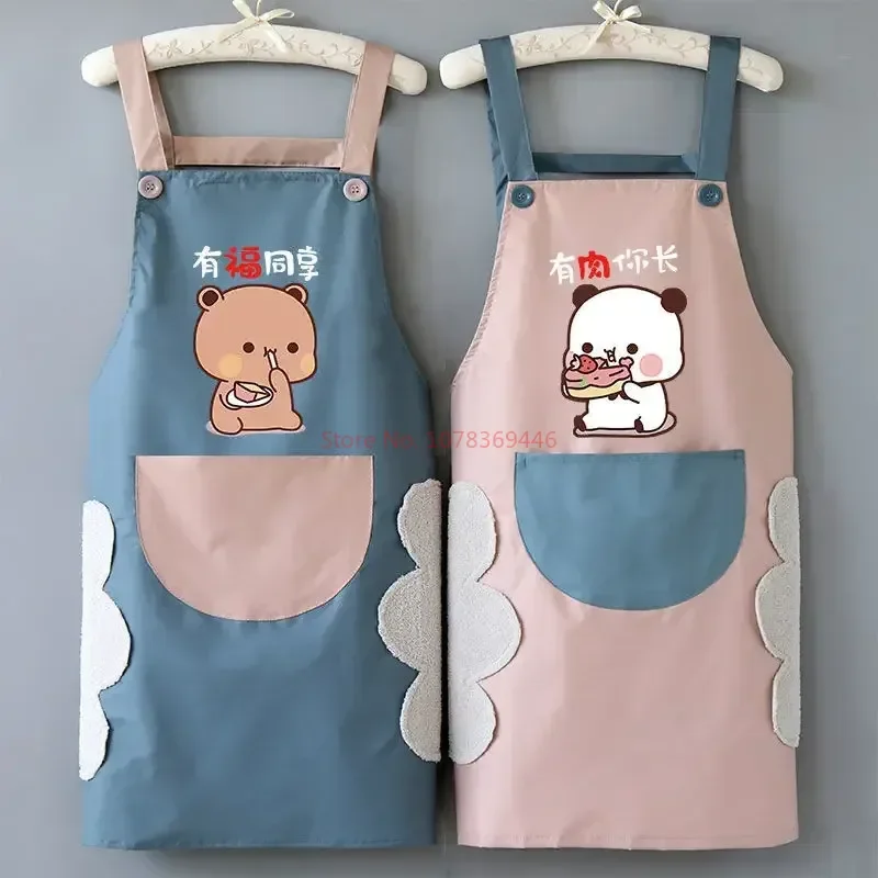 2024 Bubu And Dudu Printing Apron Home Hotel Hotel Kitchen Waterproof Oil Proof Apron Wipeable Hand Apron Kawaii