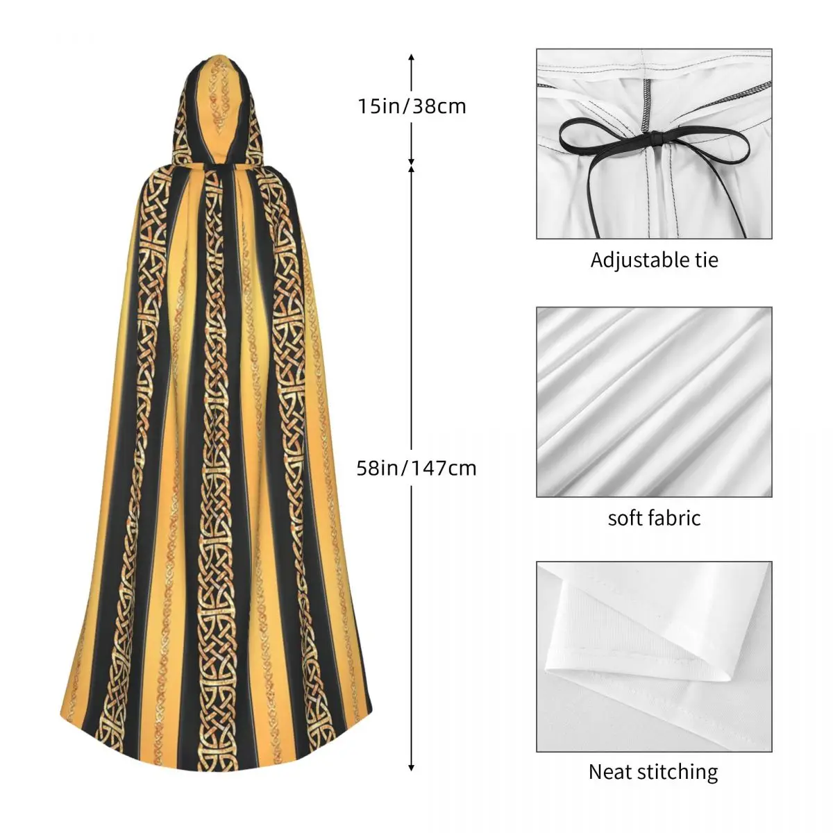 เสื้อคลุมยาวแบบมีฮู้ดสไตล์นอร์ส ไวกิ้ง เซลติก สำหรับคอสเพลย์ ชุดแม่มด ยุคกลาง ฮาโลวีน แวมไพร์ ผู้ใหญ่ ใช้ได้ทั้งชายและหญิง