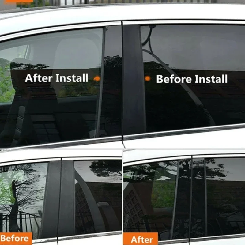 8pcs Glossy Black Car Pillar Posts - Fits for Hyundai Accent 4-Door Sedan 2011-2018 - Front Door Side Window Decal Sticker
