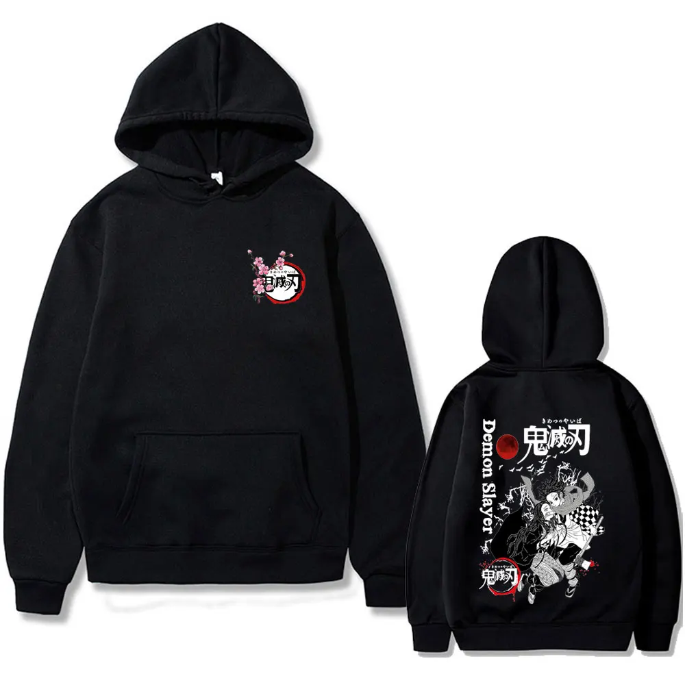

Anime Demon Slayer Cherry Blossom Logo Graphic Hoodie Kamado Nezuko & Kamado Tanjirou Pullover Men Women Casual Fleece Hoodies