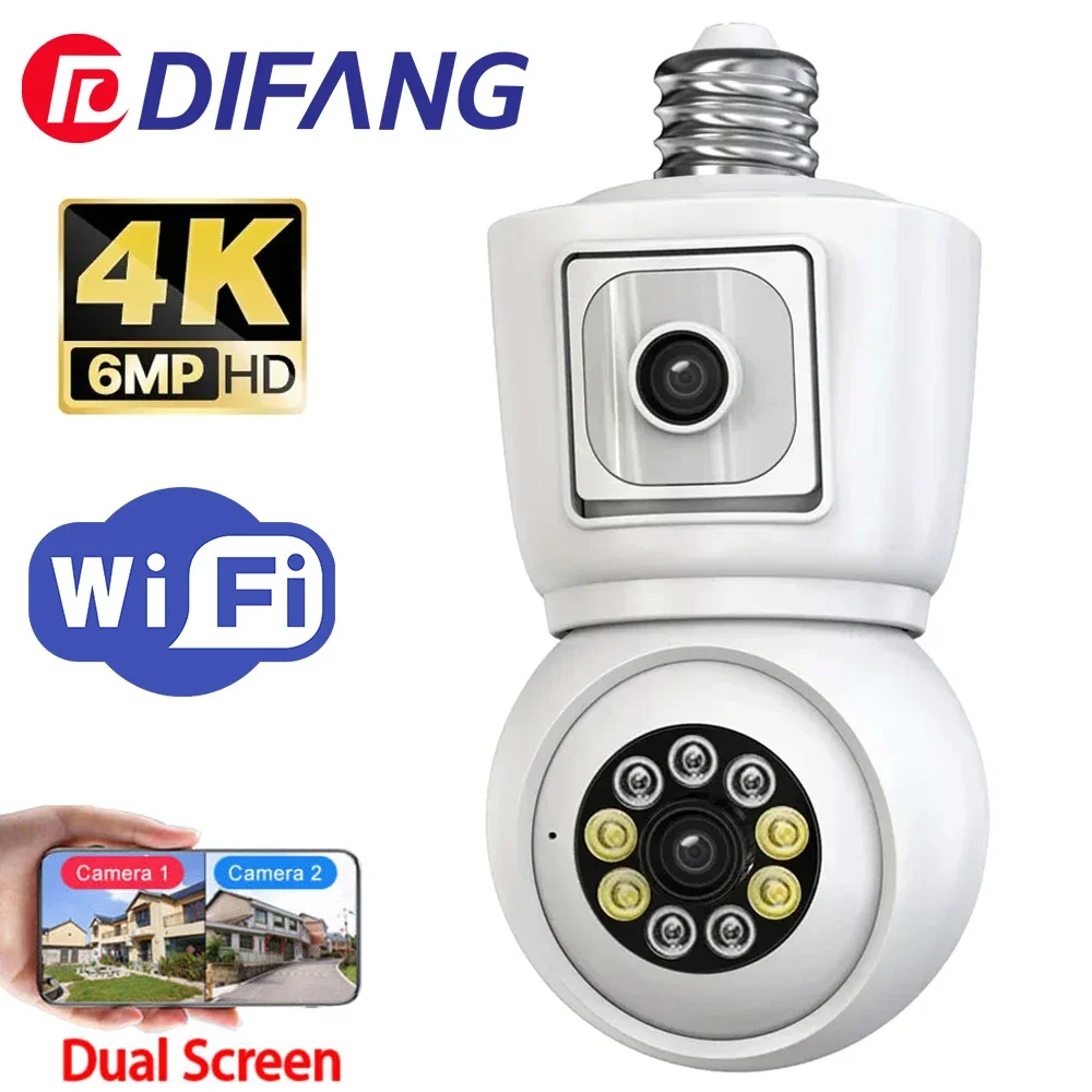 

4K E27 WIFI Bulb Camera 4MP Dual Lens Dual Picture Voice Intercom Human Movement Detection Color Night Vision Camera APP iCSee