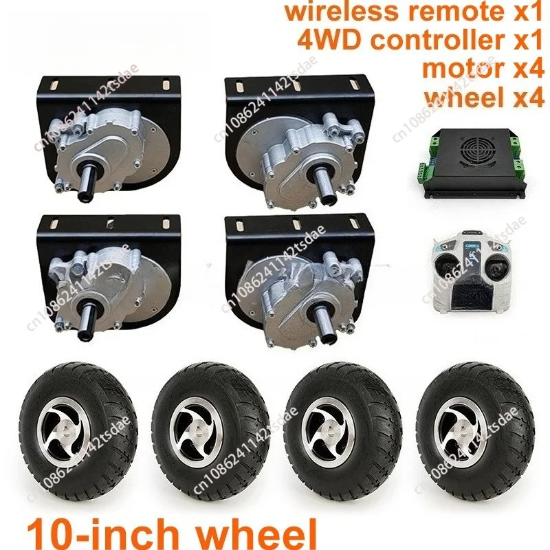 10 Inch 24V 1000W 4WD Motor Kit, Solid Wheel 4.10/3.50-4 With Wireless Remote Controller