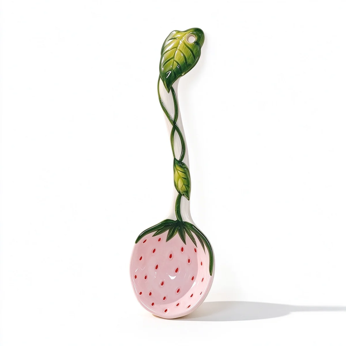 Long Handle Spoon Ceramic Strawberry Spoon Leaf Handle Spoon Underglaze For Yogurt Desserts Afternoon Tea