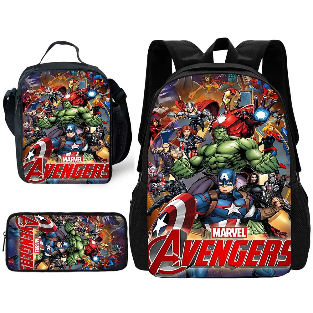 Child School Superhero Irons Man Backpack with Lunch Bags ,Pencil Bags ,School Bags for Boys Girls Best Gift