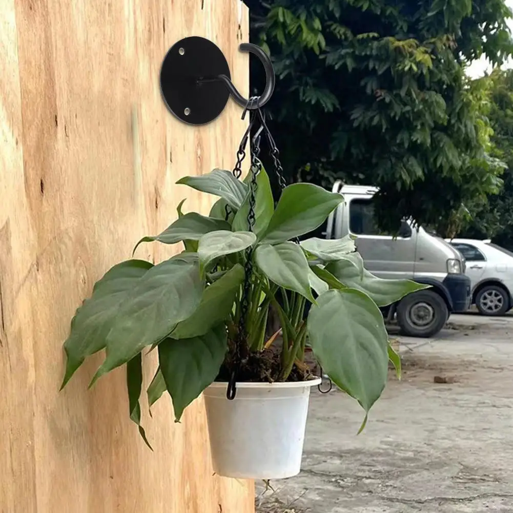 Gancho de hierro forjado resistente a la corrosión, decoración fácil de instalar, cesta de flores al aire libre, ahorra espacio, 1 Juego