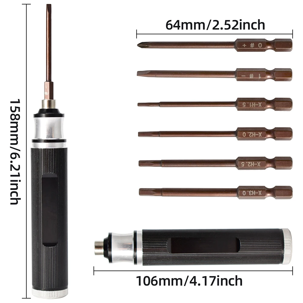 RC Tool 6-in-1 Magnetic Hex Screwdriver 1.5 2.0 2.5 3.0mm Kit Screw Driver for RC Model