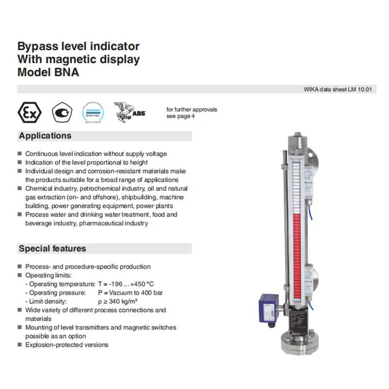2026 Germany Wika Wika BNA Magnetic Flap Level Gauge, Liquid Level Strap Magnetic Flap Column Display Panel