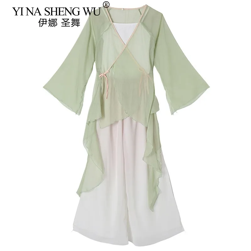 Costume da danza classica da donna Copricostume da fata velato e fluido Abito da performance tradizionale cinese Abbigliamento da allenamento moderno Ragazza per adulti