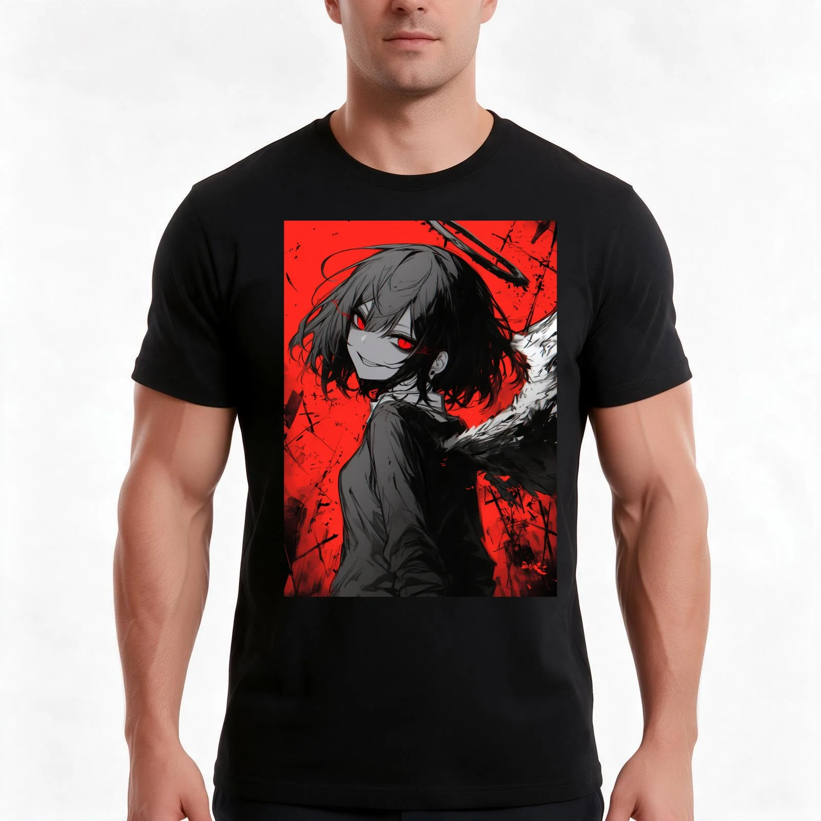 Angel Core T-Shirt, Summer Casual Cotton Tee, Oversized Streetwear Tops, Vintage Graphic Print, Loose Fit Short Sleeve