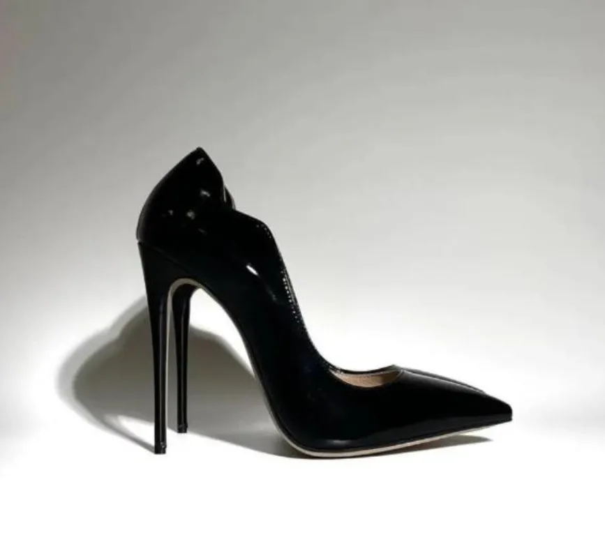 

Curl Upper Women Patent Pointed Toe Stiletto High Heels Sexy Ladies Party Dress Shoes Club Dance Pumps Plus Size