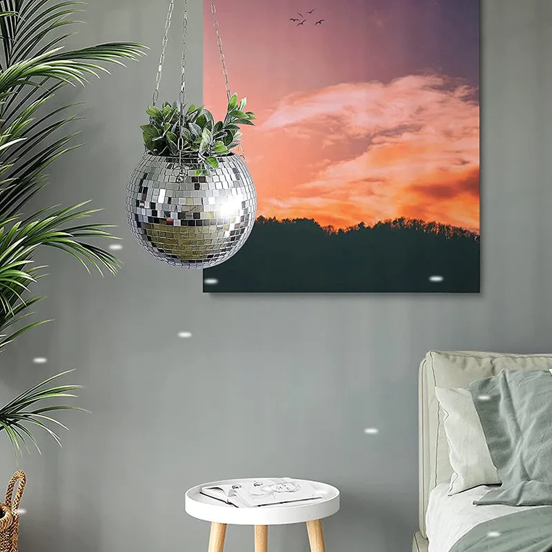 Lustro reflektor doniczki ogrodowe sadzarki kula dyskotekowa doniczki zewnętrzne liny lustro wiszący kosz ścienny dom pokój ogród wazon