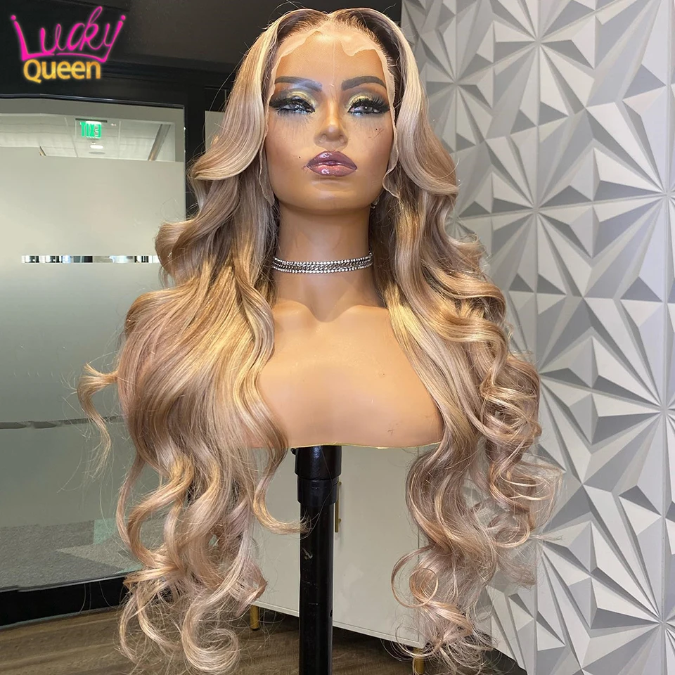 

Honey Blonde Lace Front Wig Human Hair 180% Density Body Wave 13x4 13X6 Transparent Lace Frontal Wigs Pre Plucked With Baby Hair