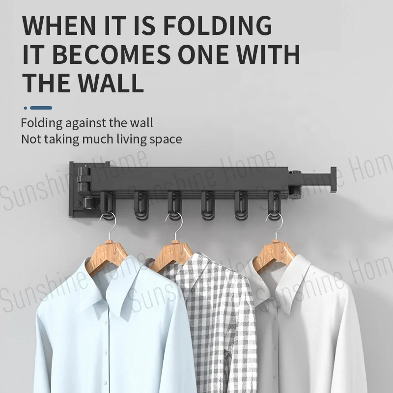 Aluminum Folding Clothes Hanger Retractable Drying Rack Wall Mounted for Space Saving for Home & Hotel Living Room Use