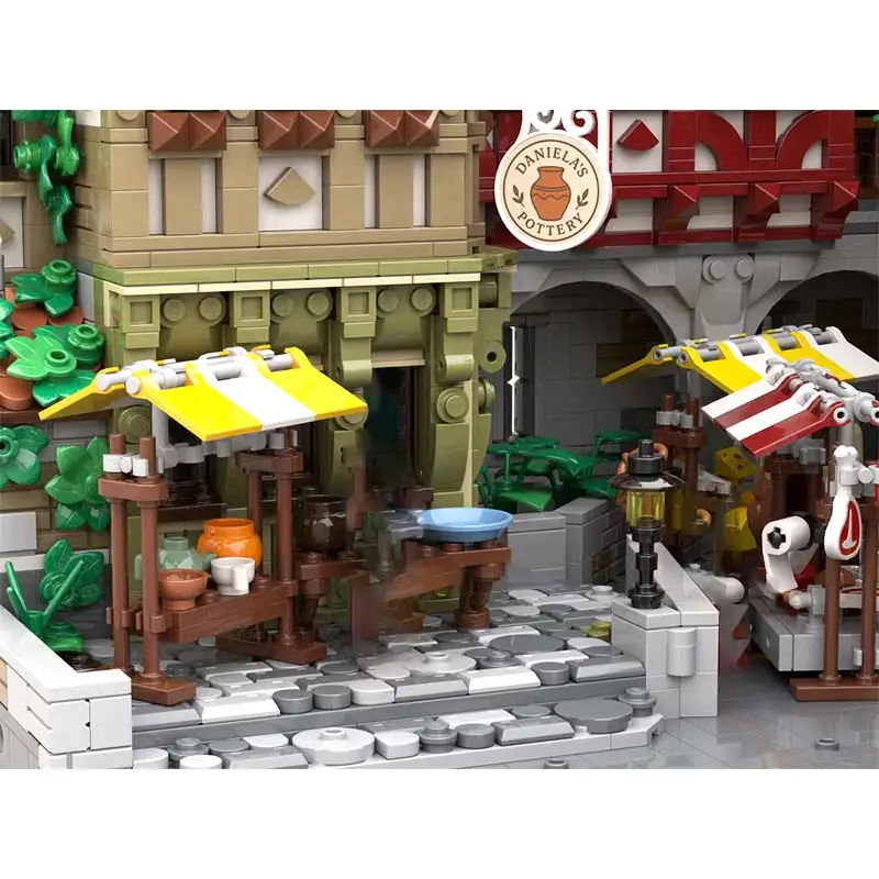 MOC-227299 Modulare Architektur Mittelalterliche Landwirte Markt Modell Bausteine Zusammengebaute Senior Ziegel Spielzeug Kinder Geschenke