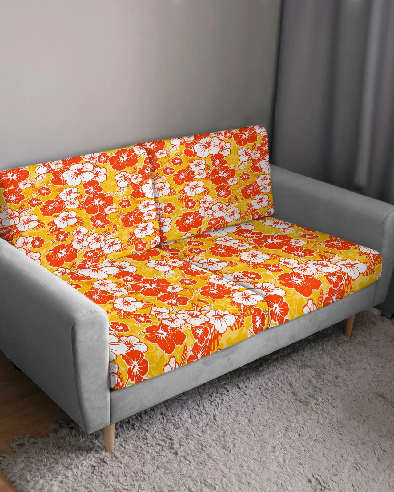 Hawaiian Tropical Flower Texture Sofa Seat Cushion Cover Funiture Protector Couch Covers for Sofas Anti-dust Removable Slipcover