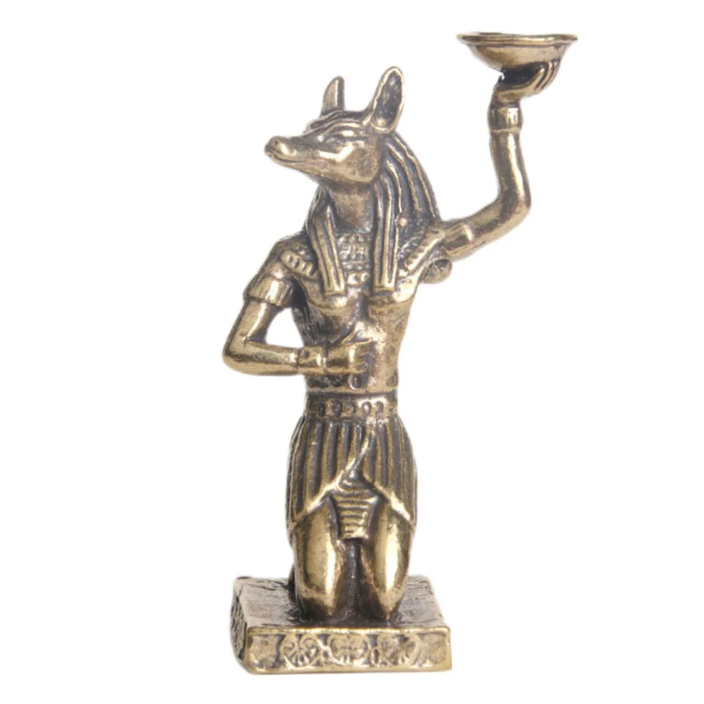 

Brass Egyptian Statue Retro Decor Craft Fish Tank Golden Anubis Figurine Statues Man