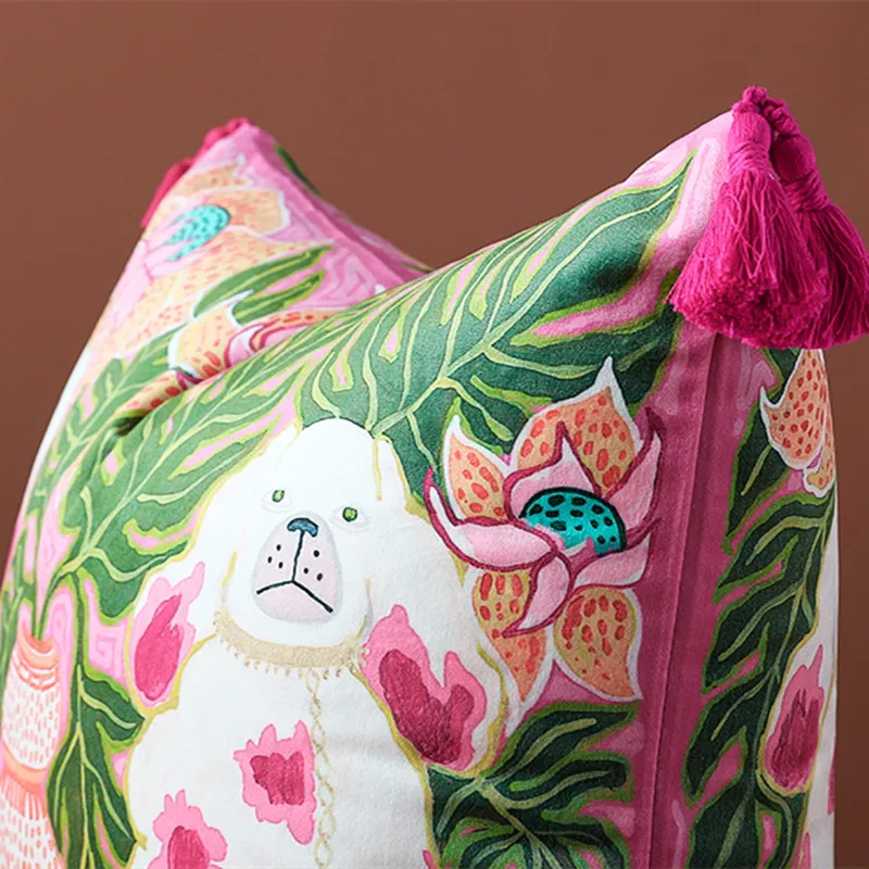 Inspired Luxury Velvet Cushion Cover Square Coral Mystical Animal Themes Throw Pillow Case For Sofa Couch Vintage Double Side