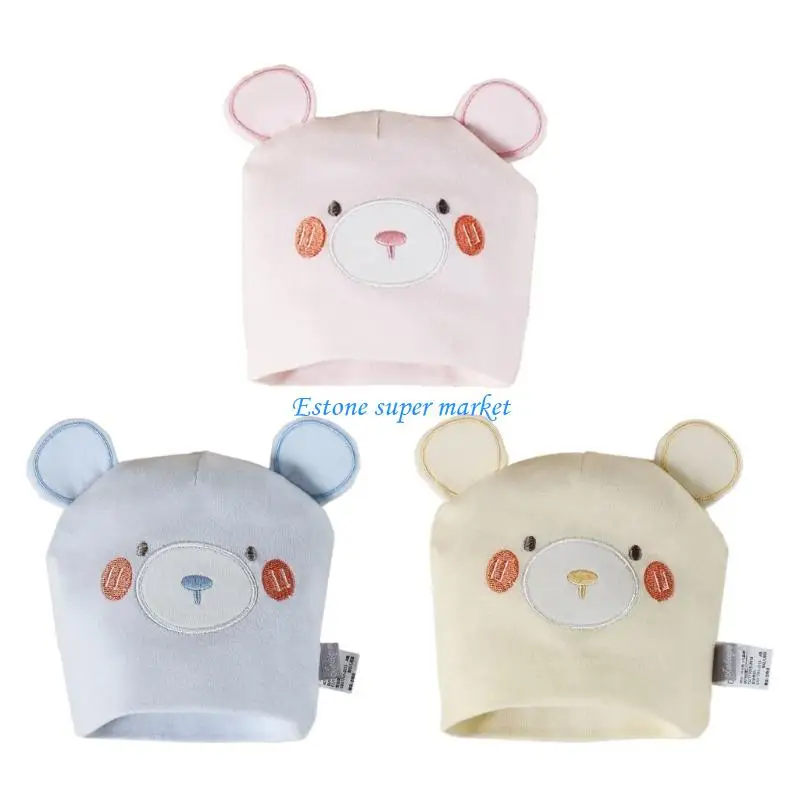 

090B Adjustable Infant Hat with Cartoon Bear Pattern Cap Suitable for 0-6 Months