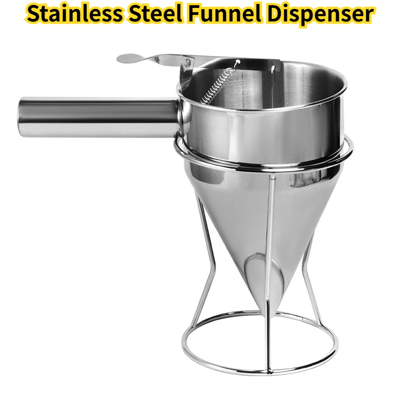 Baking Tools Takoyaki Stainless Steel Funnel Dispenser with Holder Octopus Balls Batter Baker Cooking Tool Kitchen Accessories