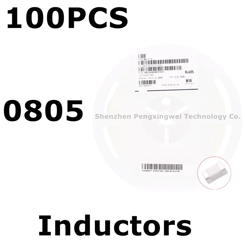 Inducteurs à puce SMD InEvent100 ± 0805, 220NH, 270NH, 330NH, 390laissée, 470laissée, 560laissée, 680NH, 820NH, 1UH, 1.2UH, 1.8UH, 2.2UH, 2.7UH, 20% pièces