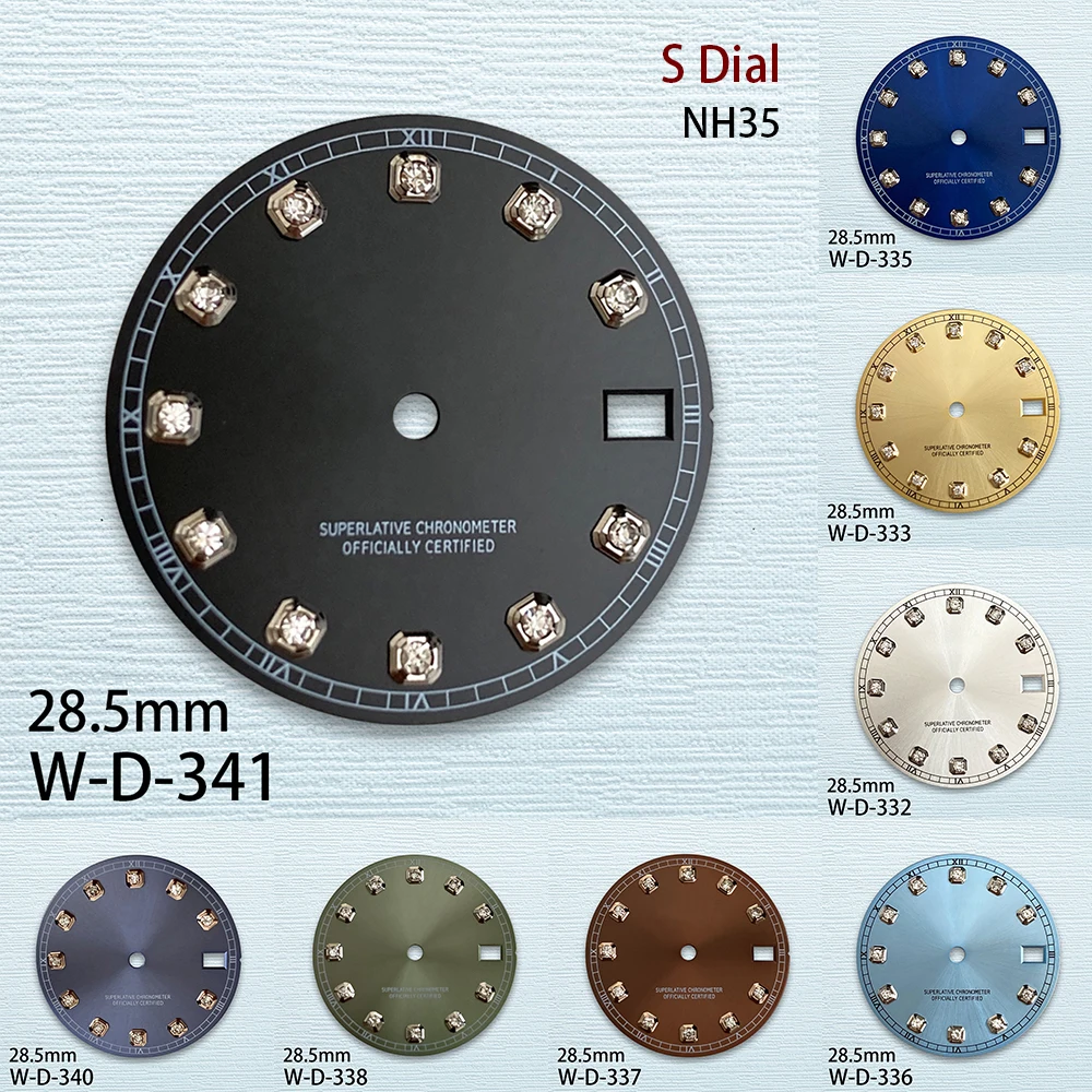 

28.5mm S Logo Diamond NH35 Dial Suitable for NH35/NH36 Movement Watch Modification Accessories High Quality NH35 Accessories ﻿