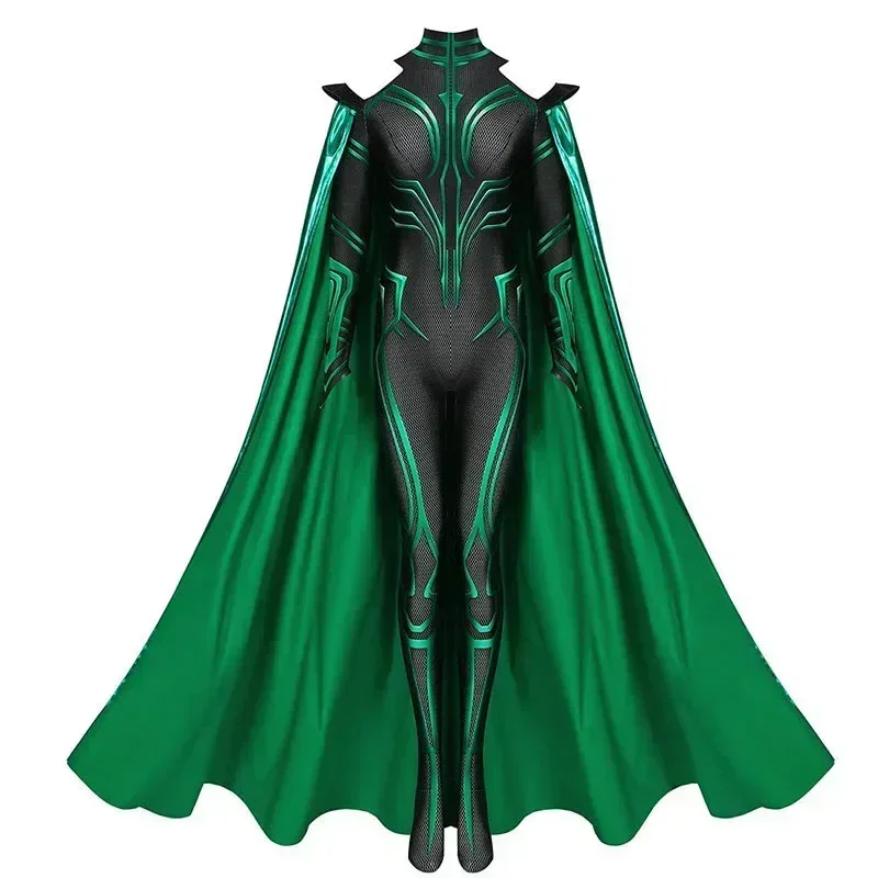 HN8 Hela Cosplay Costume Thor 3 Ragnarok Supervillain Hela Cosplay Jumpsuit Bodysuit Cloak Suit Halloween Costumes for Aldul)4Dc