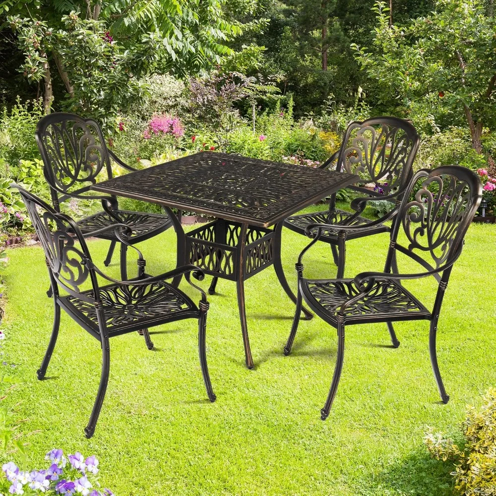 Outdoor Dining Chairs Set of , Cast Aluminum Stackable Patio Chairs Set of , Patio Furniture Aluminum Outdoor Chairs fo image 2