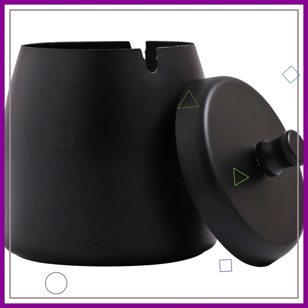 

Stainless Steel Ashtray with Lid, Windproof Smokeless for Indoor Outdoor Use 3.54x3.0x3.38in