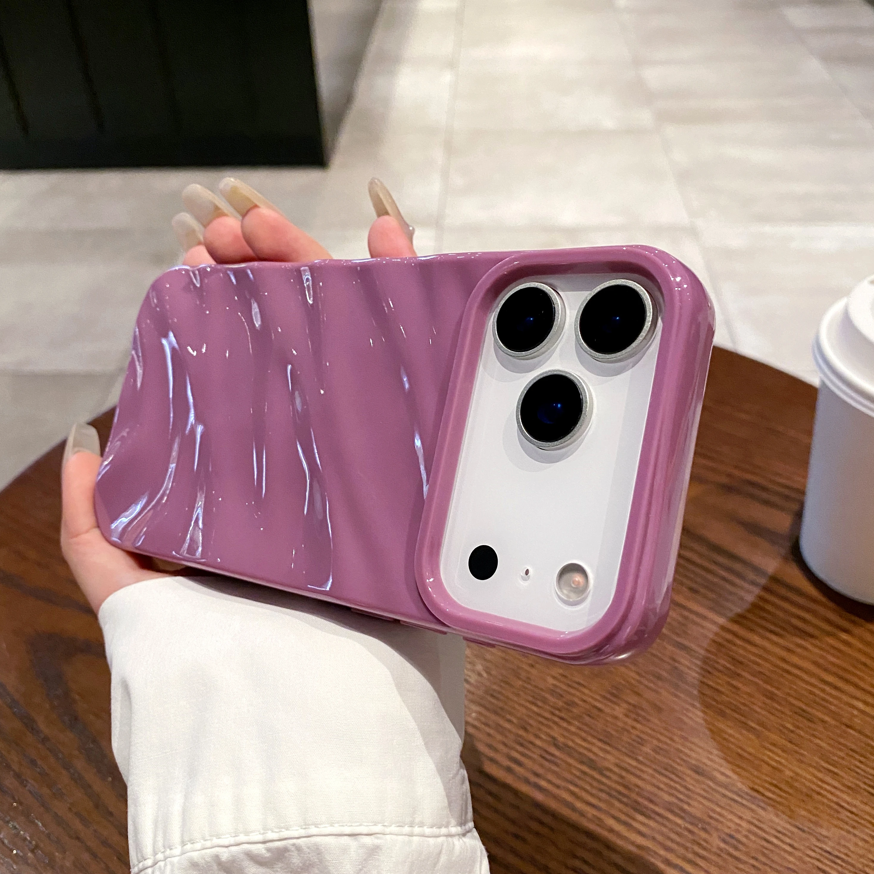 6D-Seidenmuster, gewellt, schlicht, Handyhülle für iPhone 17, Air 17, 16, 15, 14, 11, 12, 13 Pro Max, stoßfeste, schützende, weiche Rückseite – Detail 12