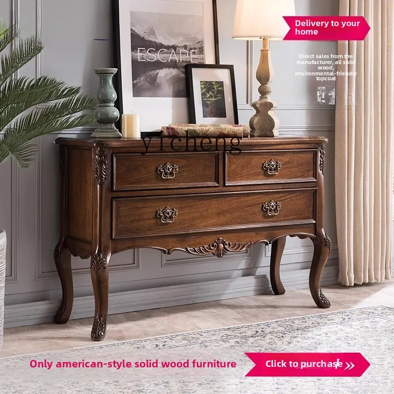 

ZC American solid wood entry porch cabinet end view table aisle wall decorative cabinet locker