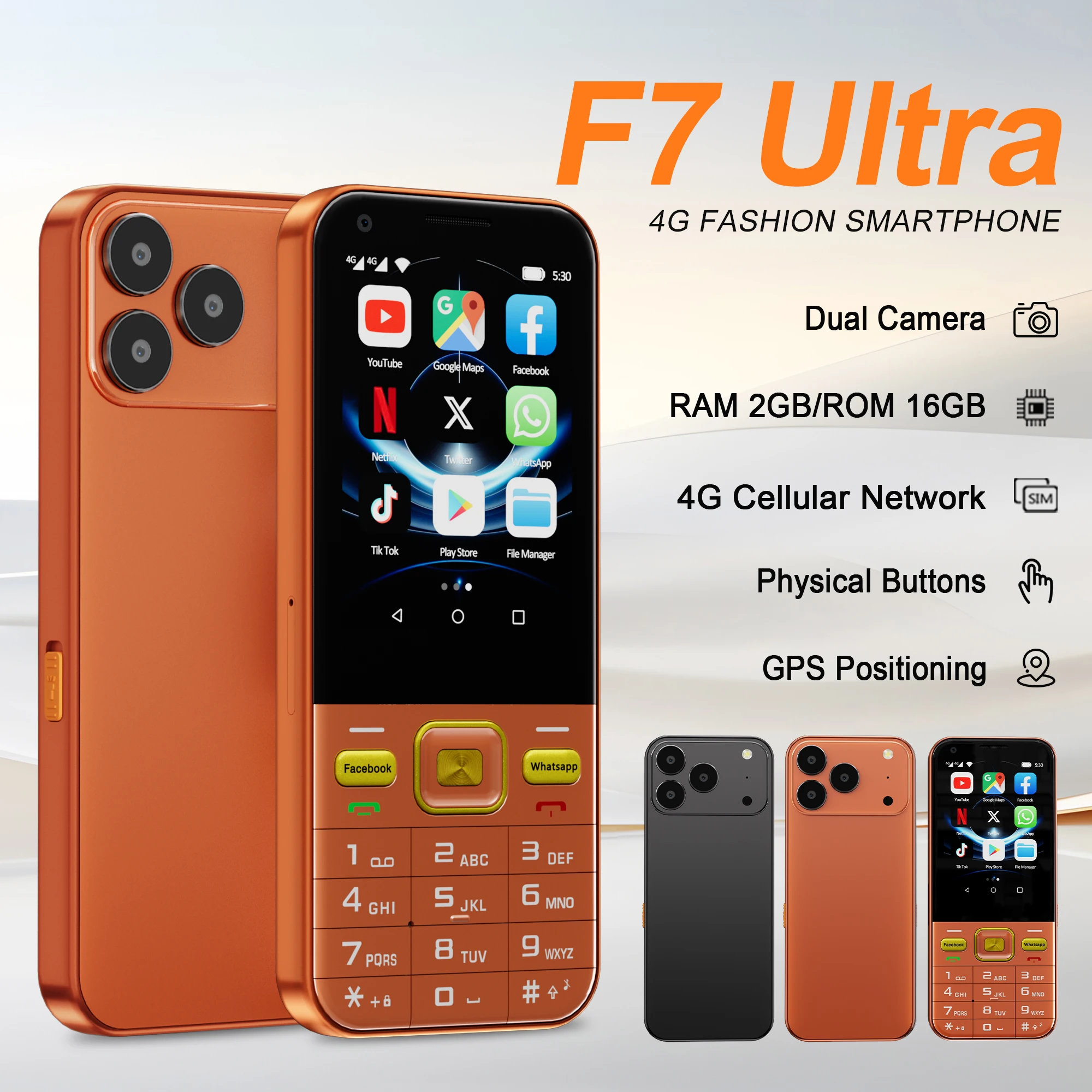 SERVO F7 Ultra Android Smart Phone Rete 4G 2.8 "Touch Screen 2 GB + 16 GB WhatsAPP Radio FM Dual SIM Smartphone in standby