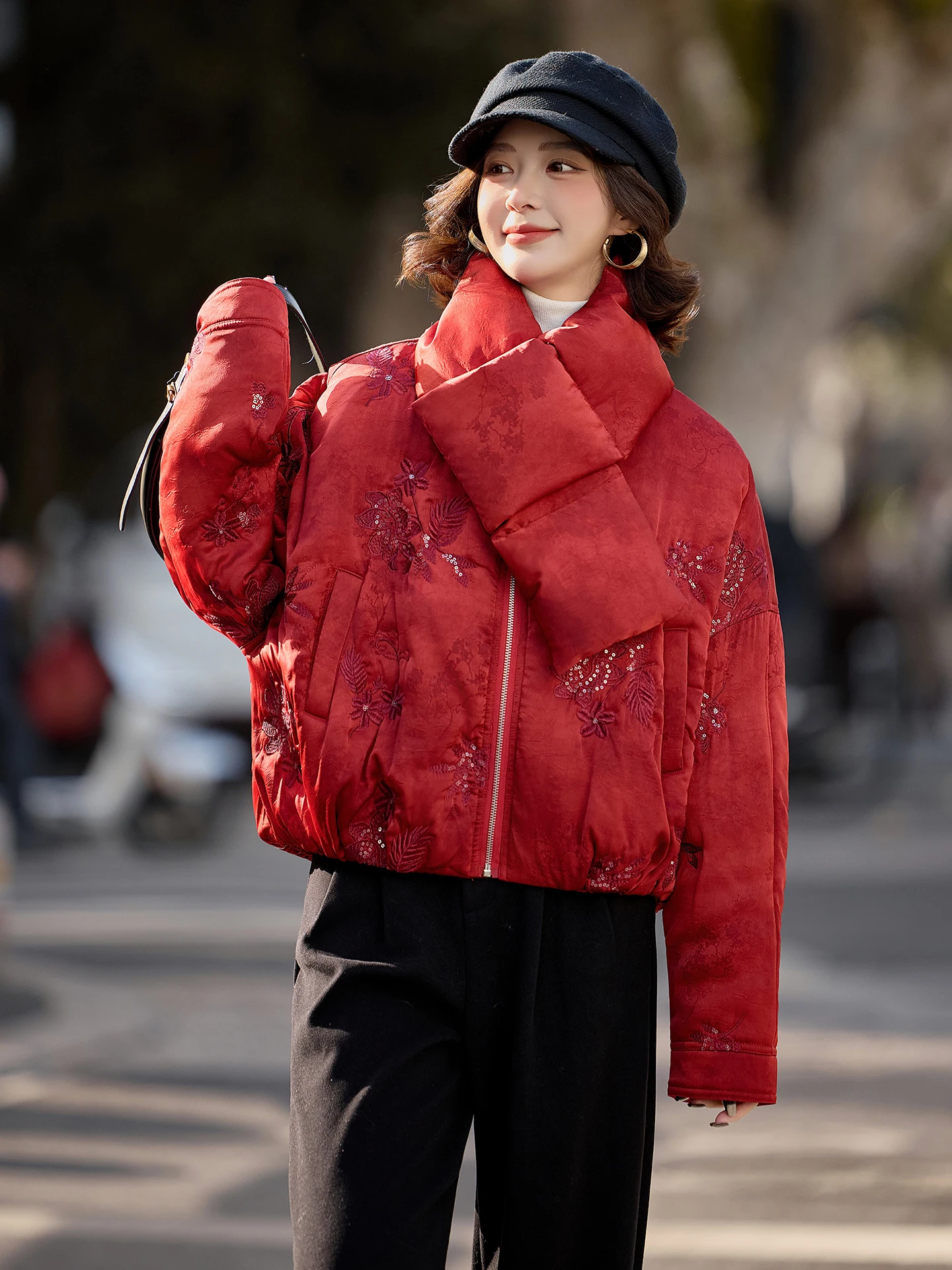 

Женское пальто из хлопка с эффектом похудения Jaet ort Sle с вышивкой и шарфом, модная зимняя верхняя одежда