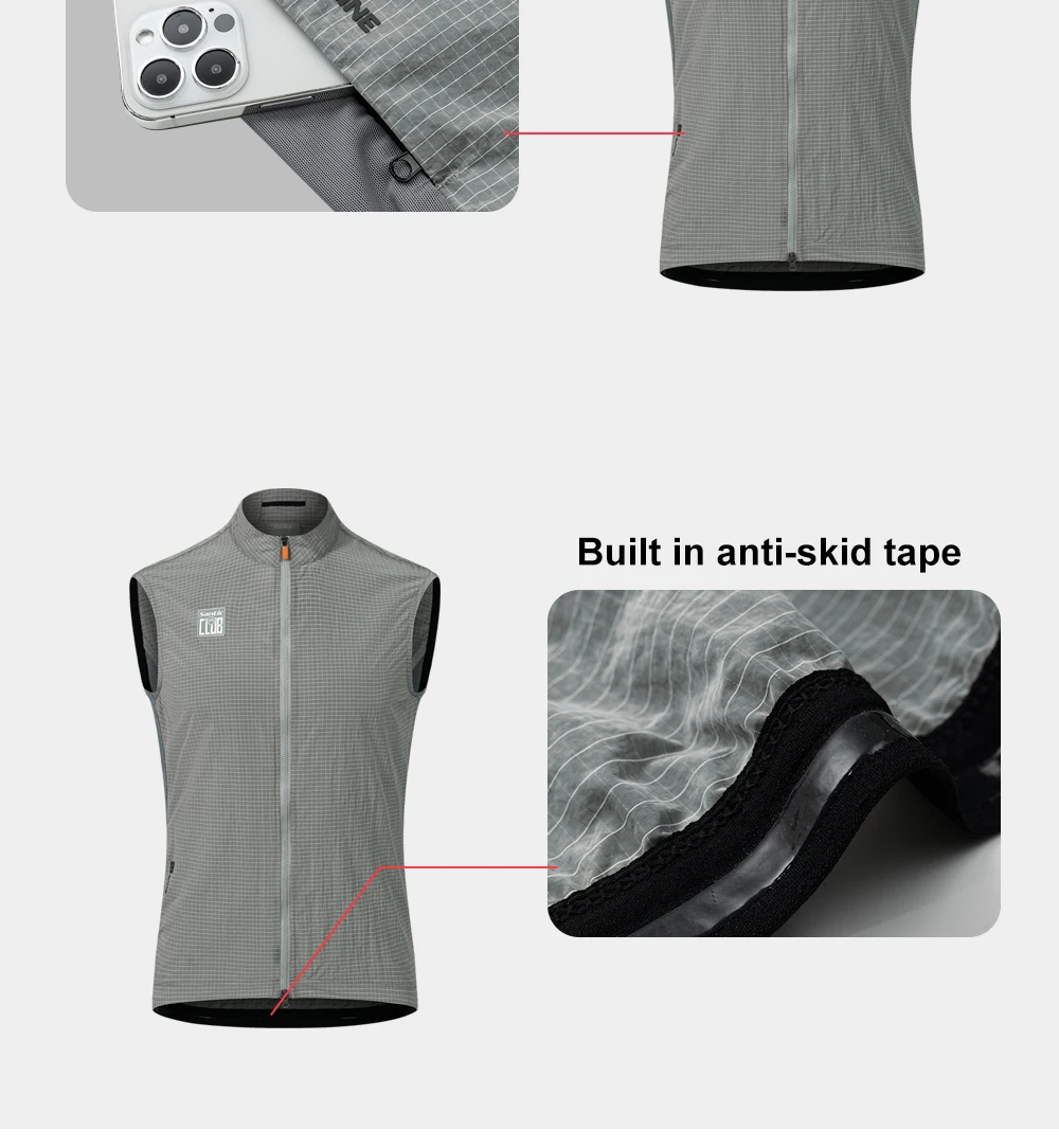 Santic Herren-Fahrradweste, winddicht, leicht, Fahrradweste, ärmellos, Fahrradbekleidung für Damen und Herren, WZ24C07048 – Detail 6