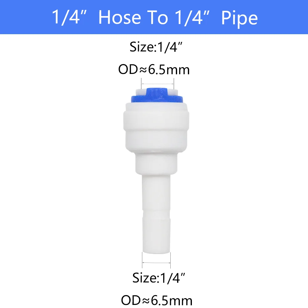 YQBS Reverse Osmosis 1/4 3/8 Hose Connection Quick Coupling Stem L Straight Tee RO Water Aquarium Plastic Joint Pipe Fitting