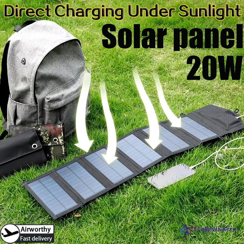 

20W 6 Foldable Solar Panel Portable Solar Panel Charger USB 5V Full Time Power Solar Panel Mobile Power Supply Conservation