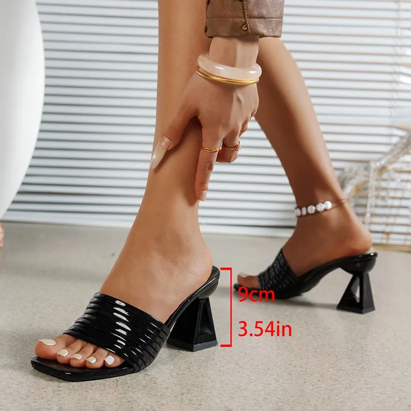 Summer Designer Sandals Women Thick Heel Slippers Fashion Open Toe High Heels Slides Ladies Party Dress Shoes Plus Size 43 view 5