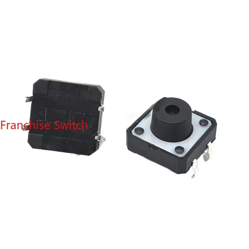 

100PCS Imported 12*12*7.5 Tact Switch 4Feet With Holes In-line, Small Button 12X12