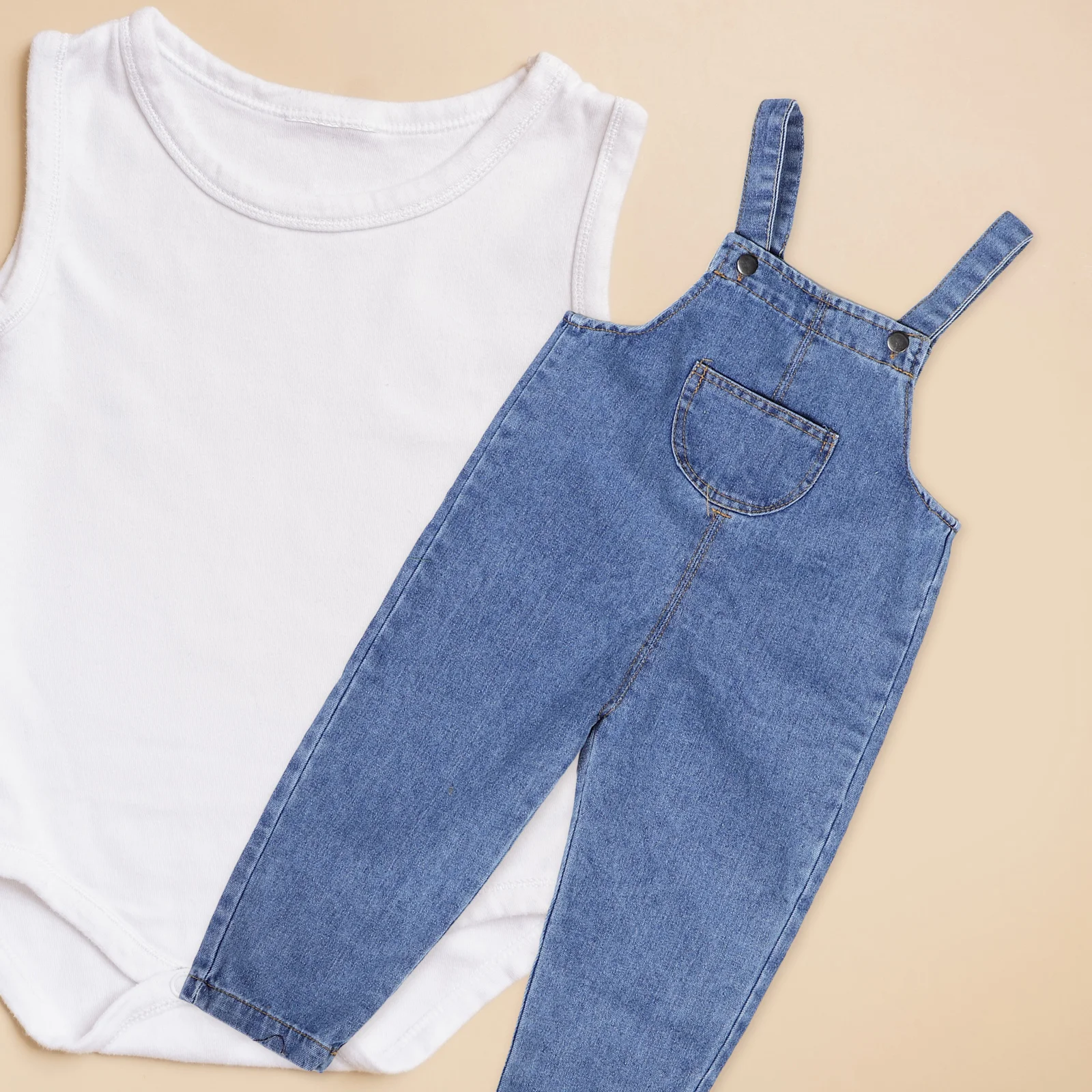

Baby Boys Denim Overalls 110cm Cotton Adjustable Straps Spring Autumn Comfortable Casual Daily Baby Overalls Outdoor