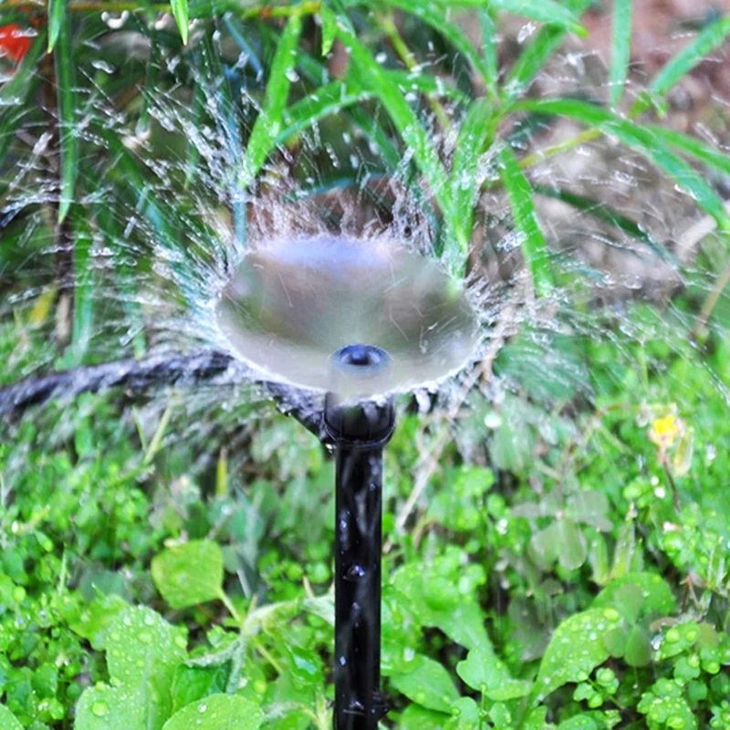 Drip Irrigation Emitters Fan Shape with Stake for 1/4 inch Irrigation Tube Hose, 360 Degree Water Flow Drippers for House Garden