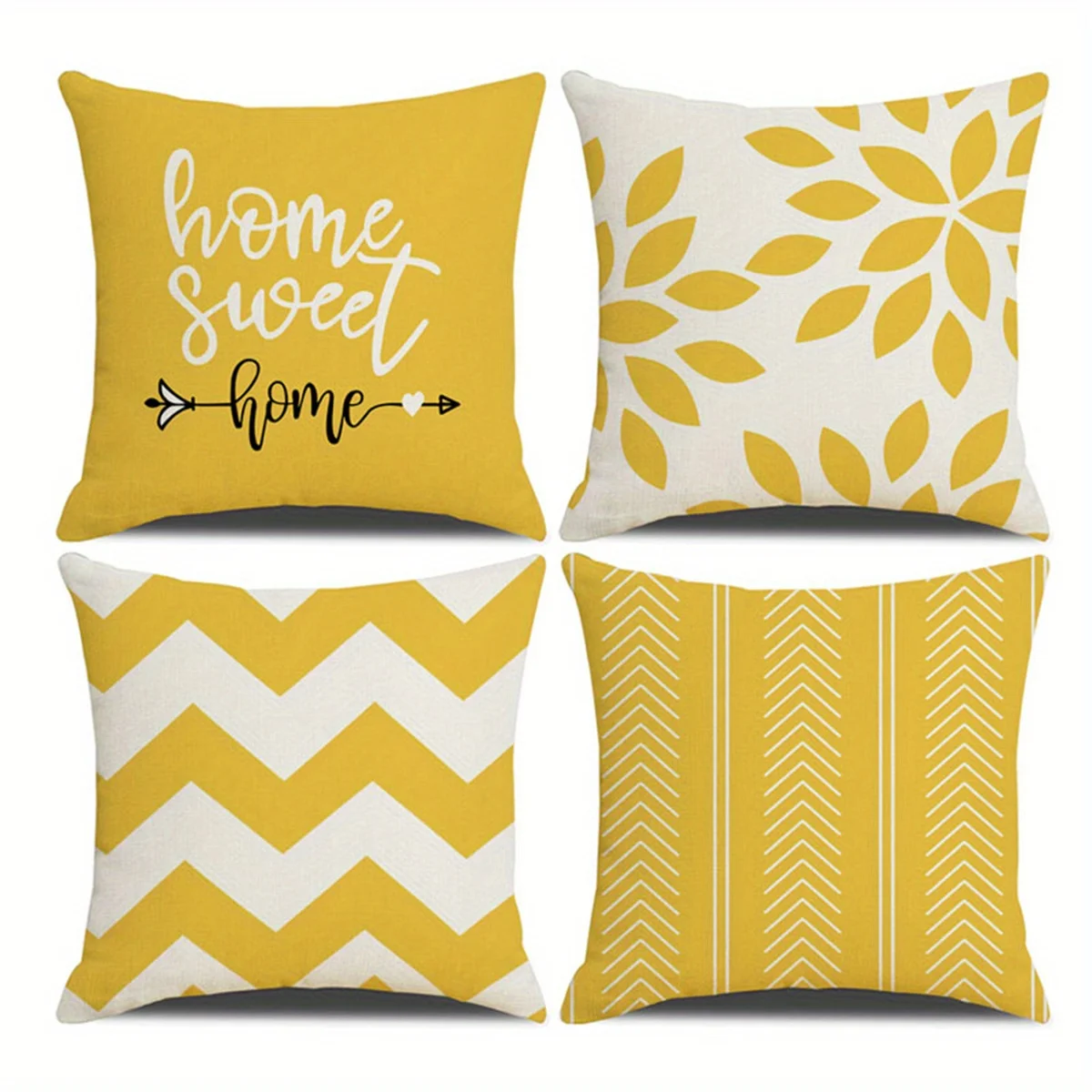 Yellow and white geometric patterned pillowcase, suitable for living room and bedroom decoration, pillow insert not included.