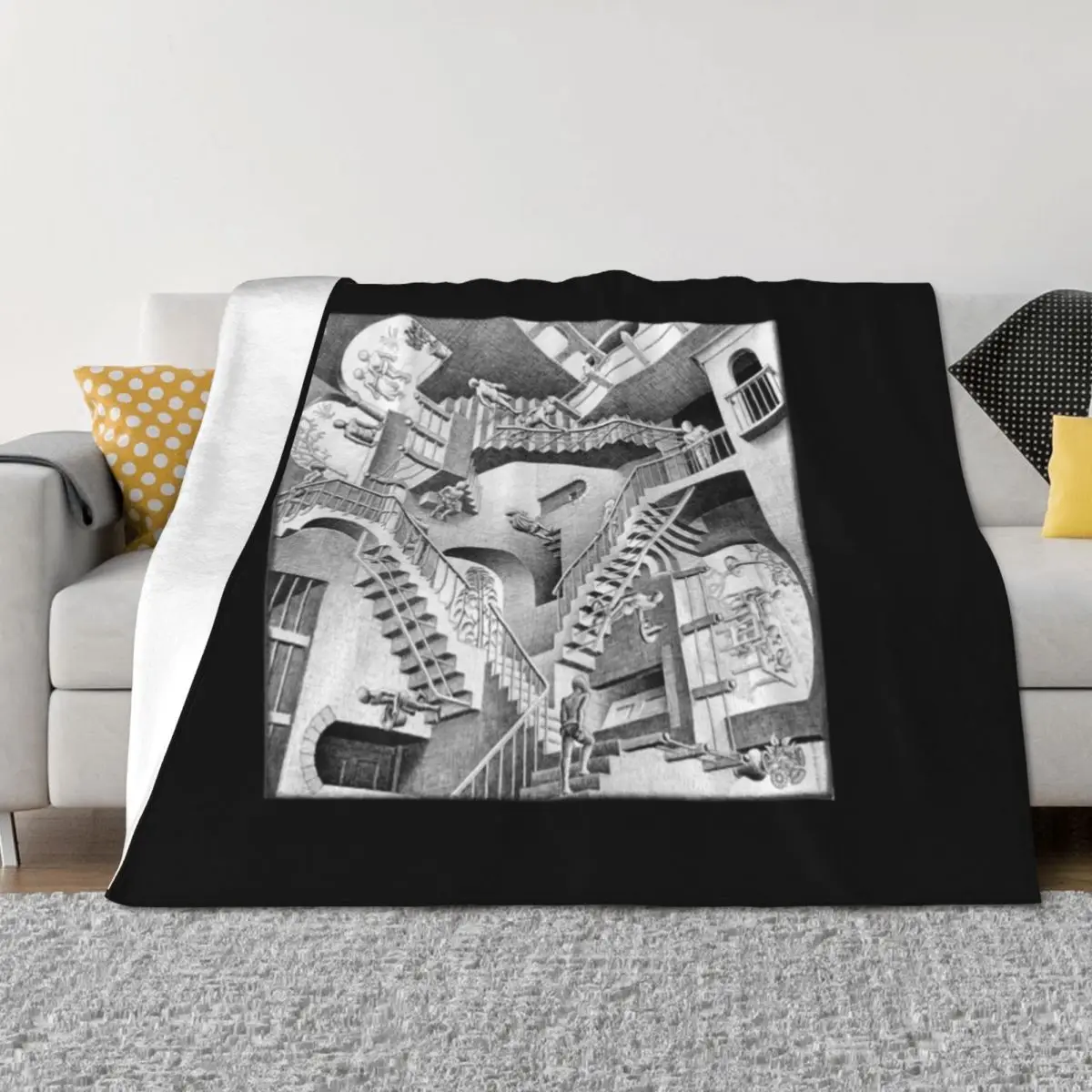 

Mc Escher T-ShirtMC Escher Throw Blanket Cute Plaid Sleeping Bag wednesday Furry Blankets