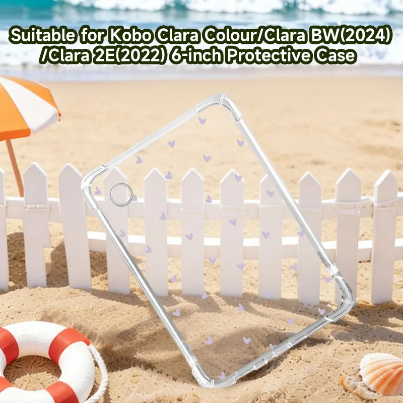 Transparent e-reader case with colorful design for Kindle/Kobo e-readers,compatible with Kindle 10/11/12,for Kobo Clara Color
