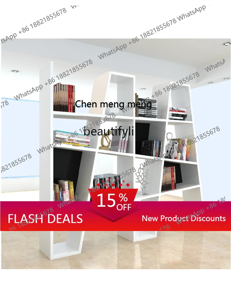 

Книжный шкаф с белой краской Книжная полка Напольный книжный шкаф специальной формы Простая стойка Книжная полка Прихожая Шкаф для сувениров