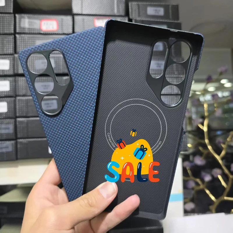 New Carbon Fiber For Samsung Galaxy S25 Ultra Kevlar Case Magnetic Aramid Fiber Anti Fingerprint Shockproof Phone Cover
