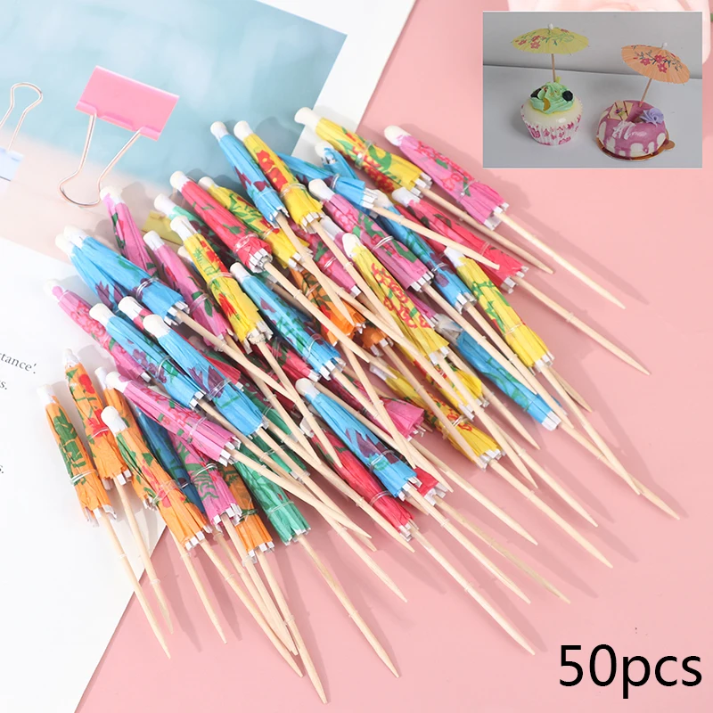 50PCS Drink Fruit Cake Sticks Mini ombrello Paper Cocktail ombrelloni ombrelli decorazione di nozze forniture per feste di compleanno