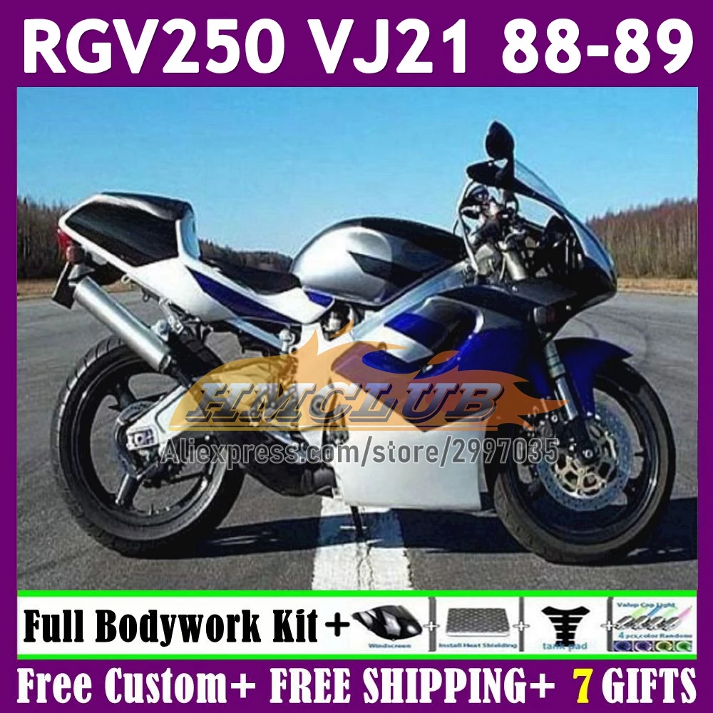 Glossy Blue Body For SUZUKI SAPC VJ21 RGV250 VJ 21 Bodywork 58No.0 RGVT-250 RGV-250 1988 1989 RGV 250 RGVT250 88 89 Fairings