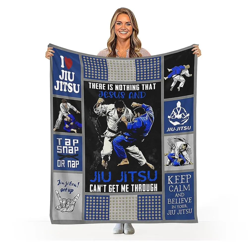 

Jiu Jitsu Gifts Blanket, Soft Warm Flannel Throw Blankets, Jiu Jitsu Gifts For Men Boys, Lightweight Nap Print Blanket For