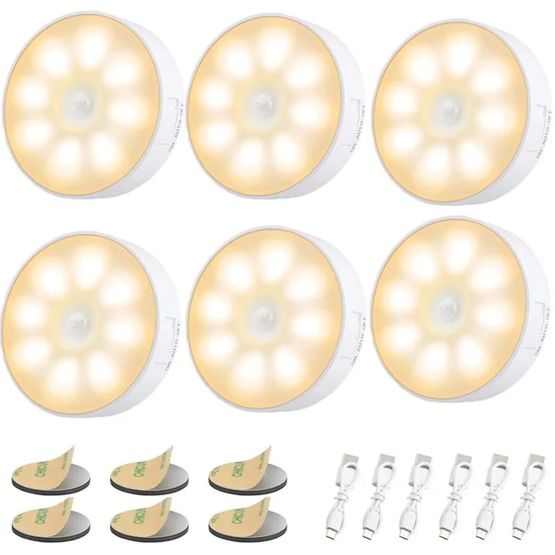 1/3/6pc Wireless Motion Sensor Night Light Bedroom Decor Light 8LED Detector Wall Decorative Lamp For Staircase Closet Room